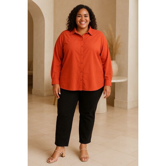 Avenue Size 18/20 Blouse Womens Button-Up Long Sleeve Collared - Picture 8 of 8